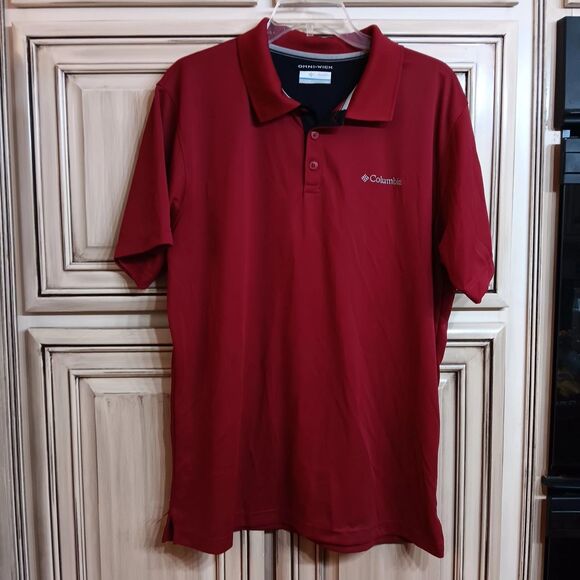Columbia Omni Wick Mens Red Black Short Sleeve Polo‎ Size Large L - Picture 1 of 3